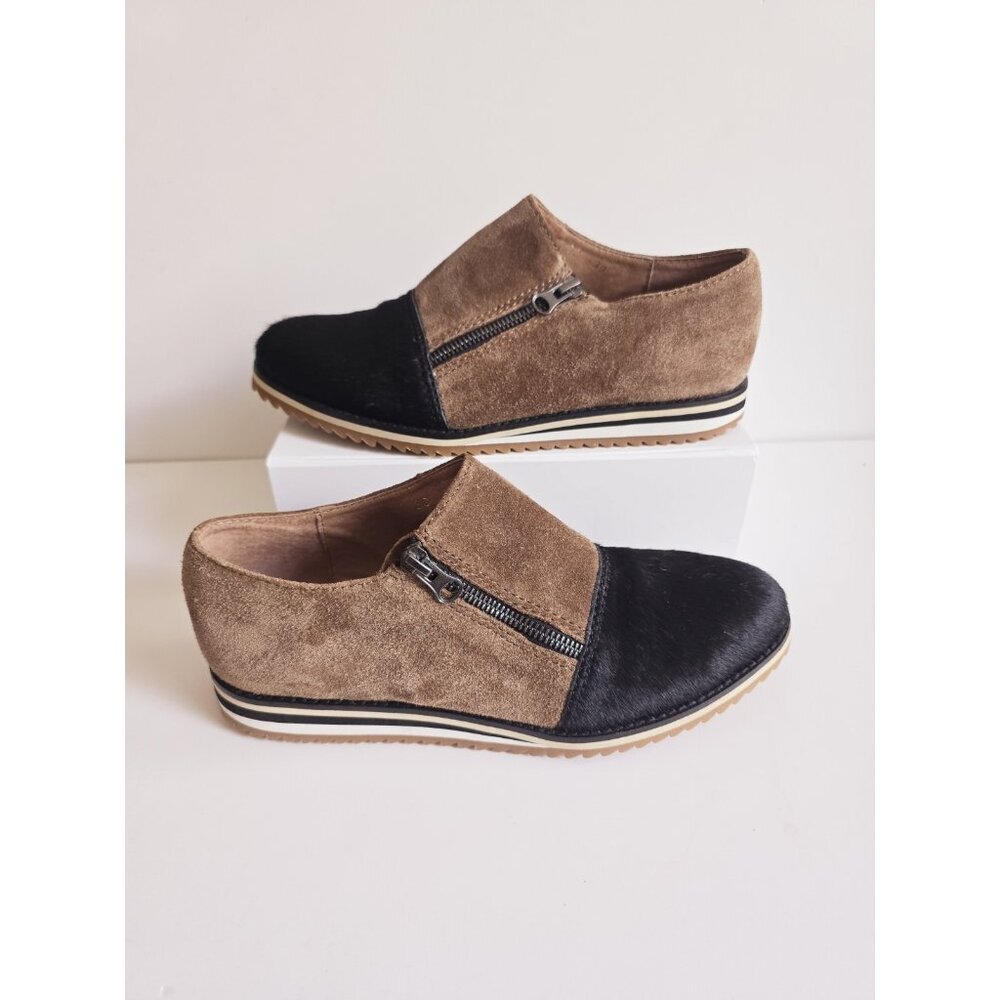 ALL BLACK Footwear Cap Toe Pony Hair Suede Leather Zip Lug Loafer Shoes 39 8.5